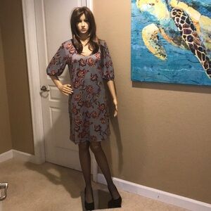 NWT Alton Gray Dress Small Multi Check Floral